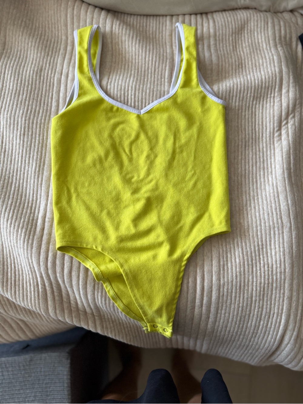 Neon Yellow Scoop Neck Bodysuit